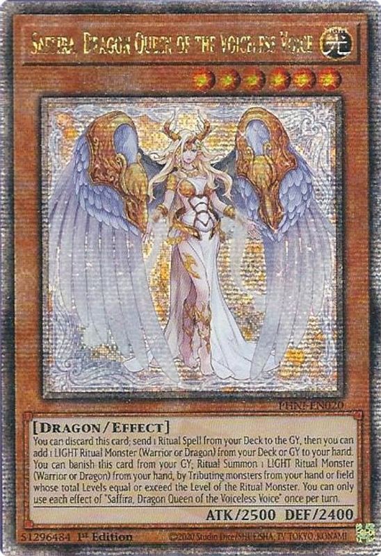 Saffira, Dragon Queen of the Voiceless Voice (Quarter Century Secret Rare) - PHNI-EN020 - Quarter Century Secret Rare
