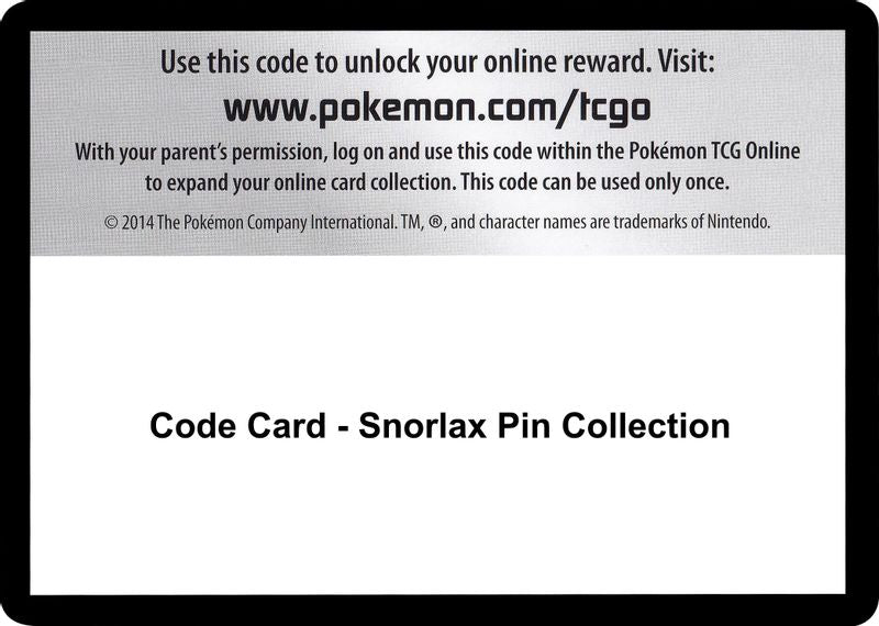 Code Card - Snorlax Pin Collection - Code Card – La Pieuvre Barbue