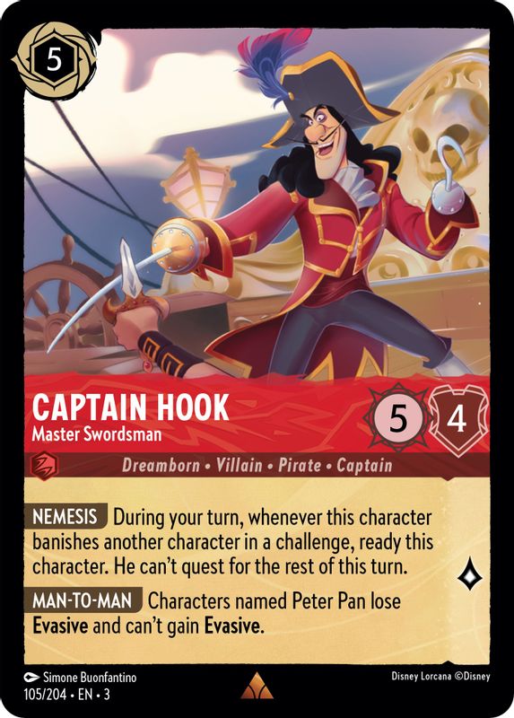 Captain Hook - Master Swordsman - 105/204 - Rare