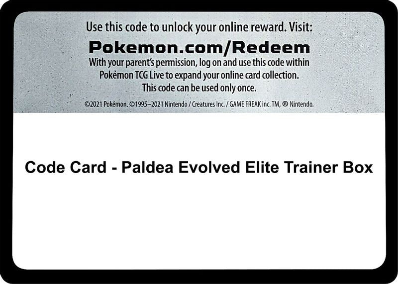 Code Card - Paldea Evolved Elite Trainer Box - Code Card