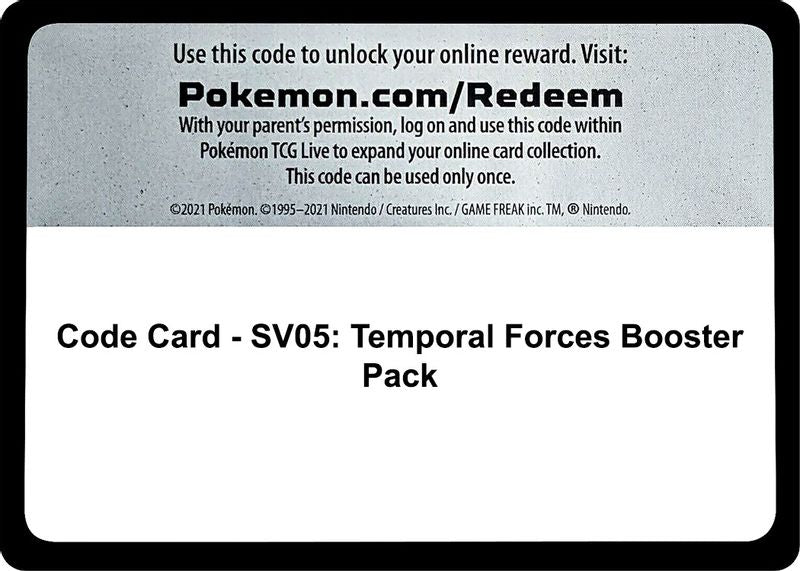 Code Card - SV05: Temporal Forces Booster Pack - Code Card