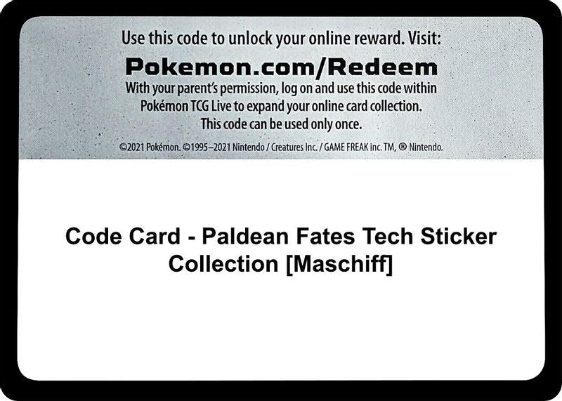 Code Card - Paldean Fates Tech Sticker Collection [Maschiff] - Code Card