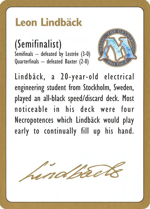 1996 Leon Lindback Biography Card - Special