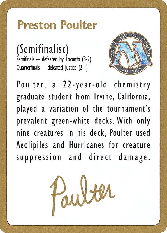 1996 Preston Poulter Biography Card - Special