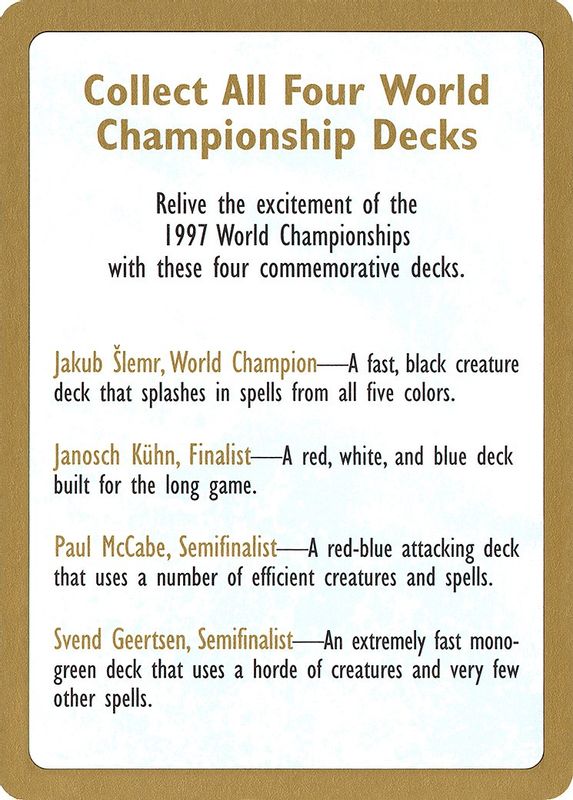 1997 World Championship Advertisement Card - Special