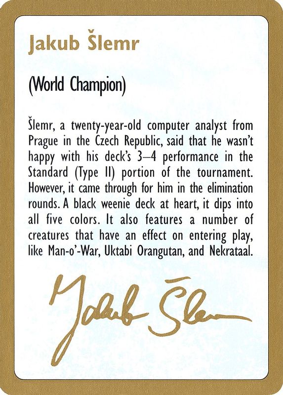 1997 Jakub Slemr Biography Card - Special