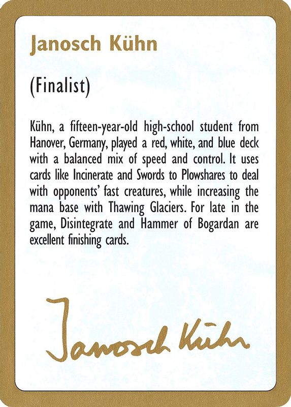 1997 Janosch Kuhn Biography Card - Special