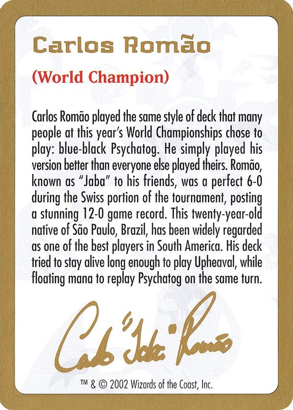 2002 Carlos Romao Biography Card - Special
