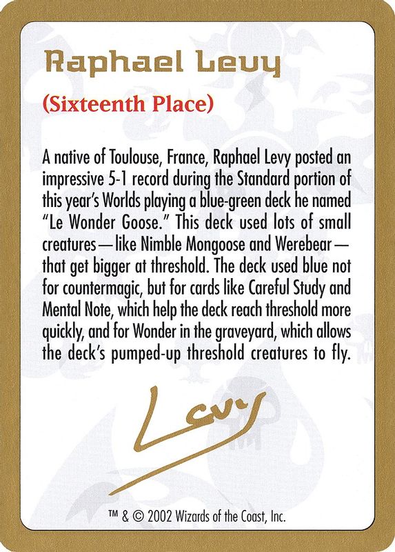 2002 Raphael Levy Biography Card - Special
