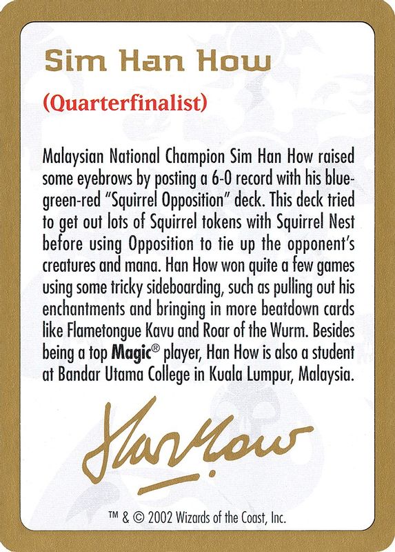 2002 Sim Han How Biography Card - Special