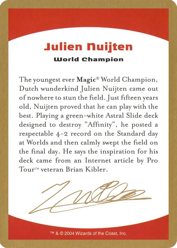 2004 Julien Nuijten Biography Card - Special
