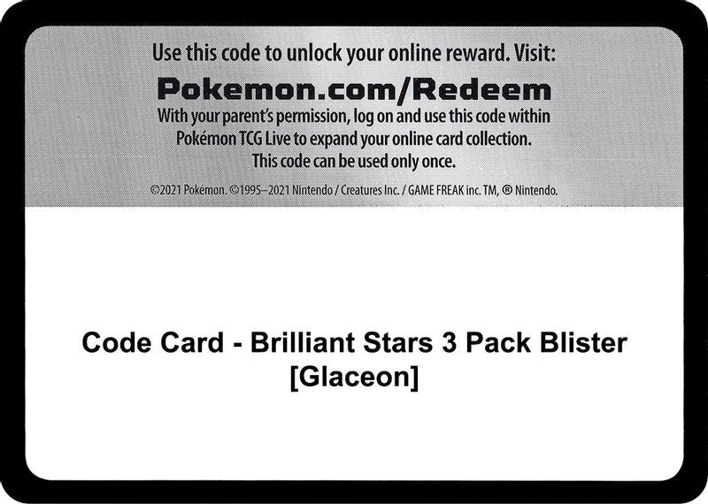 Code Card - Brilliant Stars 3 Pack Blister [Glaceon] - Code Card