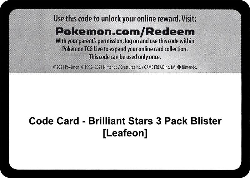 Code Card - Brilliant Stars 3 Pack Blister [Leafeon] - Code Card