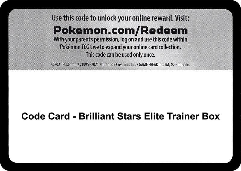 Code Card - Brilliant Stars Elite Trainer Box - Code Card