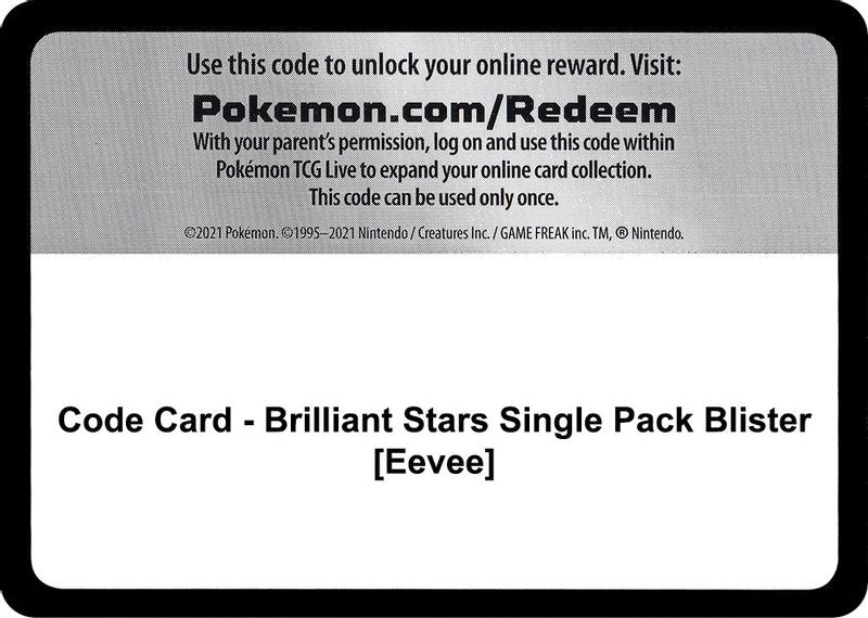 Code Card - Brilliant Stars Single Pack Blister [Eevee] - Code Card