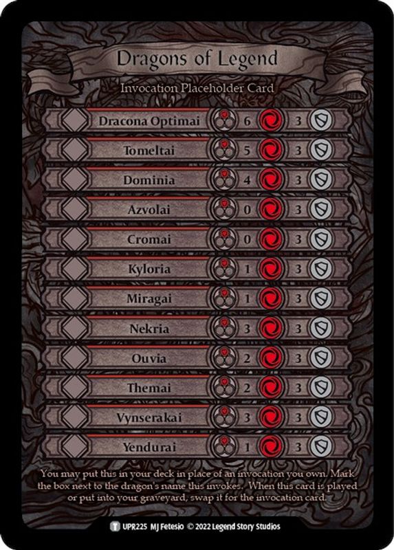 Dragons of Legend Invocation Placeholder Card - UPR225 - Token