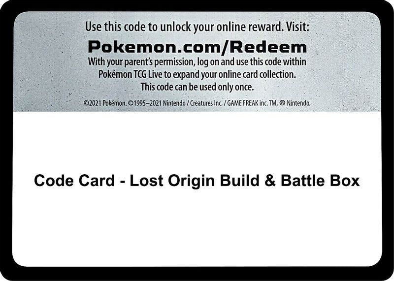 Code Card - Lost Origin Build & Battle Box - Code Card
