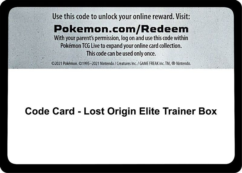 Code Card - Lost Origin Elite Trainer Box - Code Card