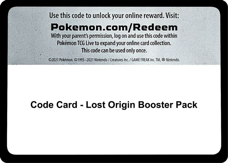 Code Card - Lost Origin Booster Pack - Code Card