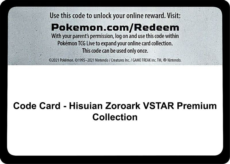 Code Card - Hisuian Zoroark VSTAR Premium Collection - Code Card