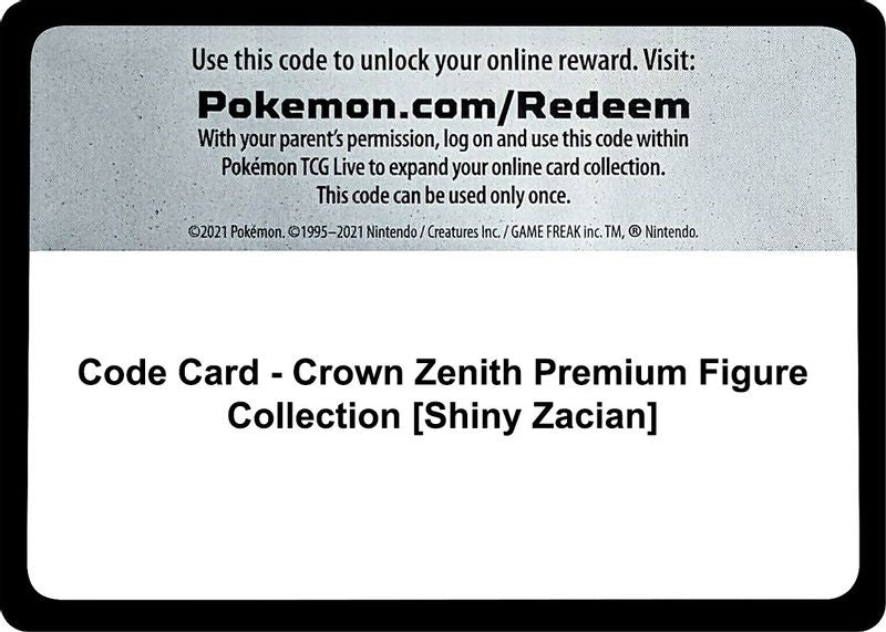 Code Card - Crown Zenith Premium Figure Collection [Shiny Zacian] - Code Card