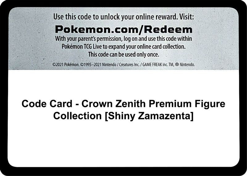 Code Card - Crown Zenith Premium Figure Collection [Shiny Zamazenta] - Code Card