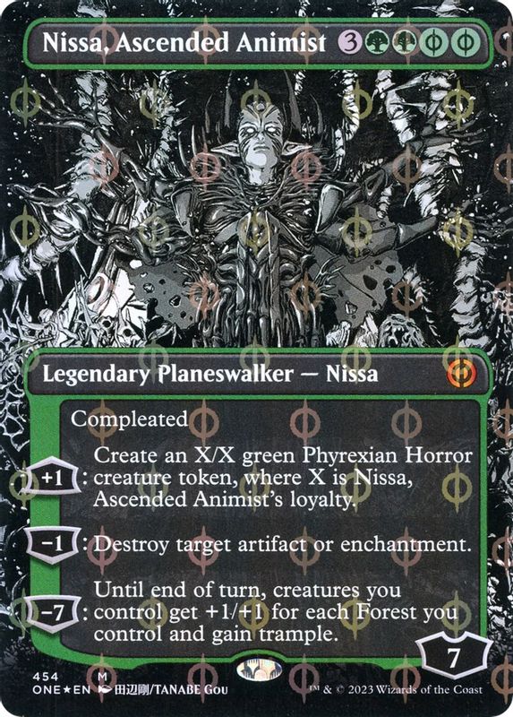 Nissa, Ascended Animist (Borderless) (Step-and-Compleat Foil) - 454 - Mythic