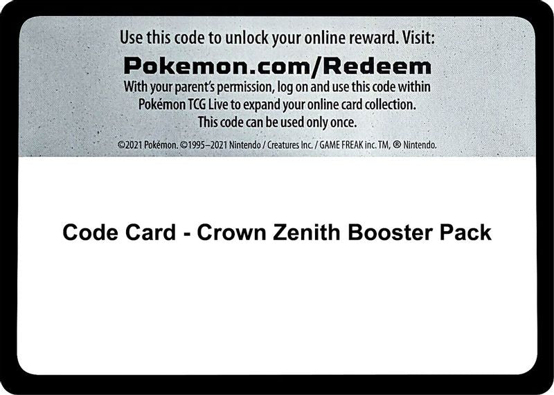 Code Card - Crown Zenith Booster Pack - Code Card