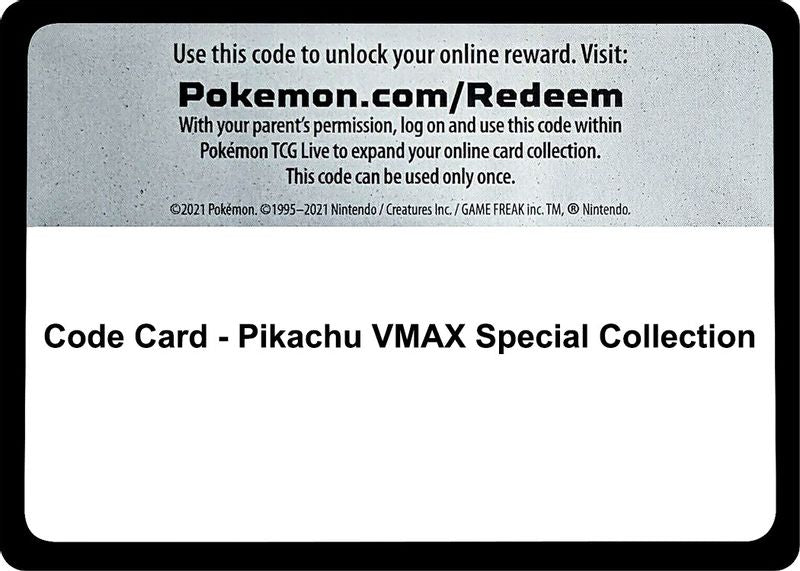 Code Card - Pikachu VMAX Special Collection - Code Card