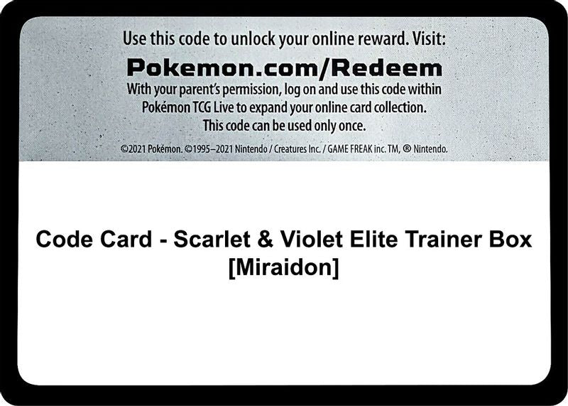 Code Card - Scarlet & Violet Elite Trainer Box - Code Card