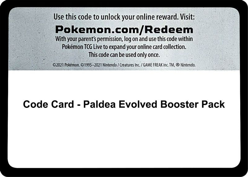 Code Card - Paldea Evolved Booster Pack - Code Card