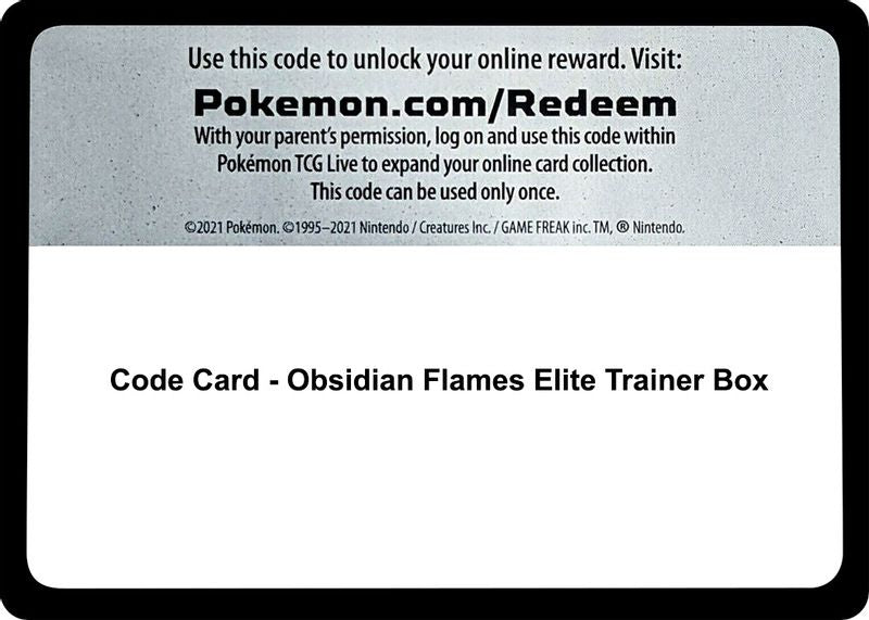 Code Card - Obsidian Flames Elite Trainer Box - Code Card