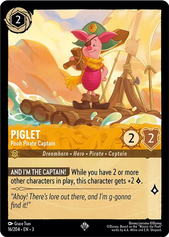 Piglet - Pooh Pirate Captain - 16/204 - Super Rare