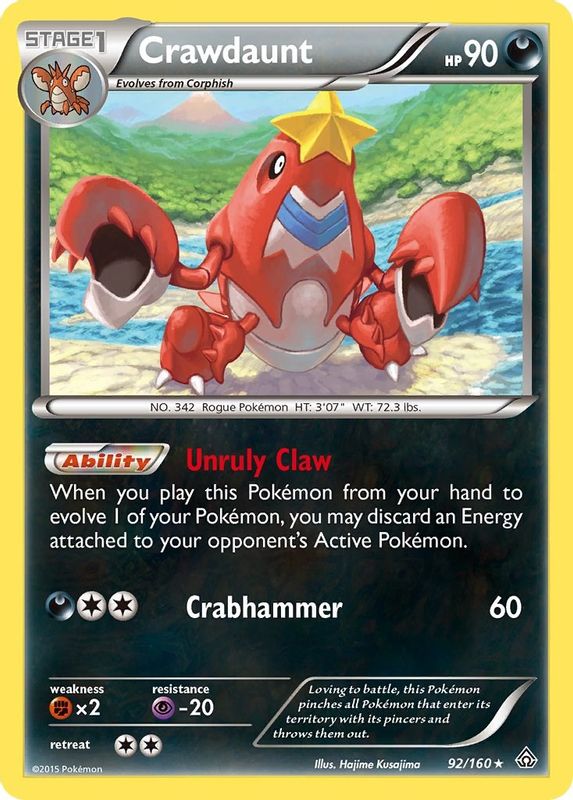 Crawdaunt - 92/160 - Holo Rare